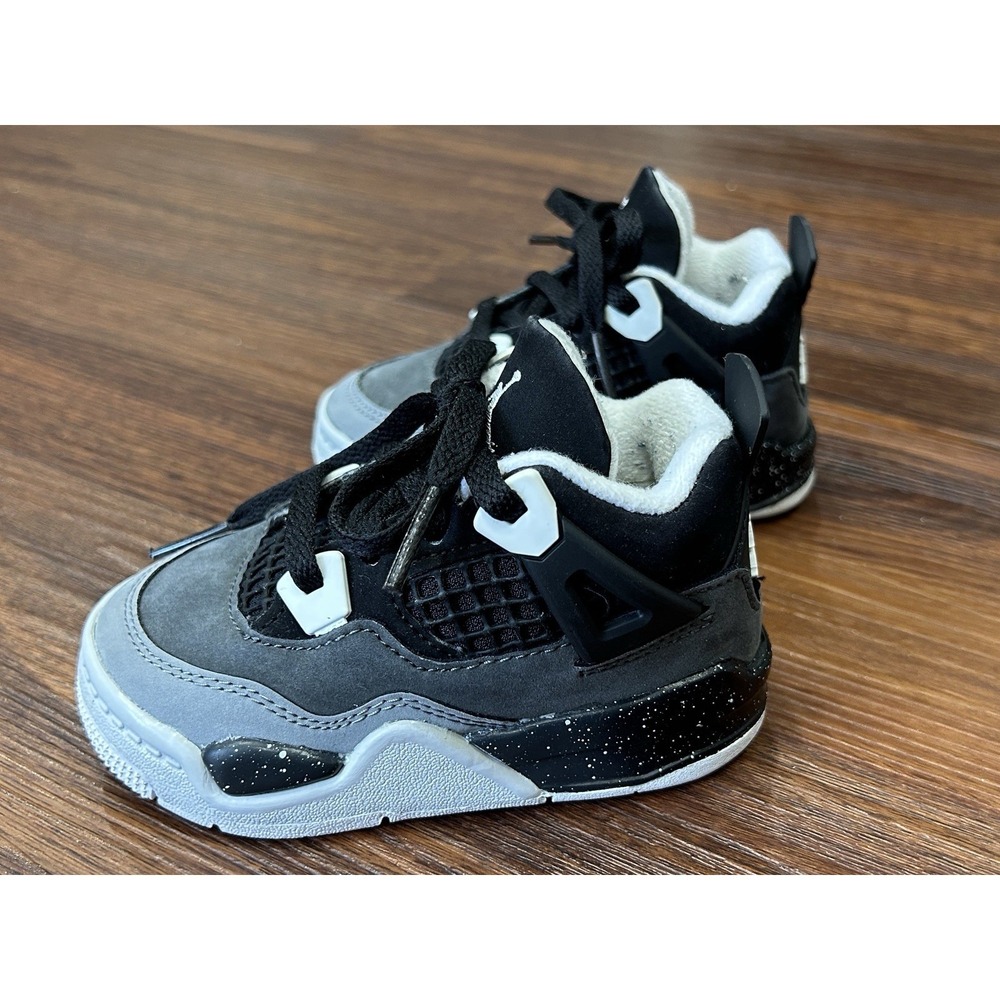 Nike Air Jordan 4 Retro Toddler Size 6C Toddler White Thunder Black FV4538-002 - Picture 5 of 13